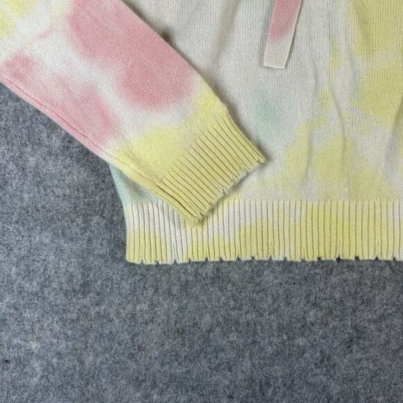 Minnie Rose Cashmere Tie Dye Hooded Sweater Womens Small Pink Yellow - Picture 7 of 9